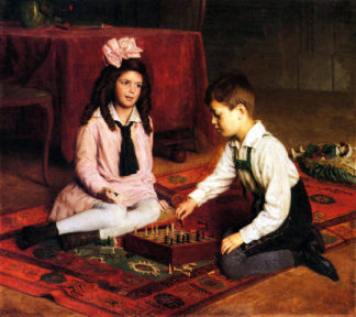Szachowy mecz. Autor - Carl Probst (1854 – 1924, Austria).