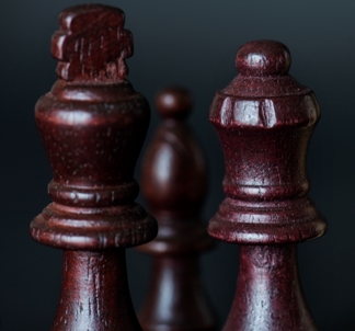 Closeup of chess pieces