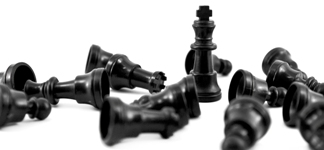 Black chess king, the most of strength isolated on white background